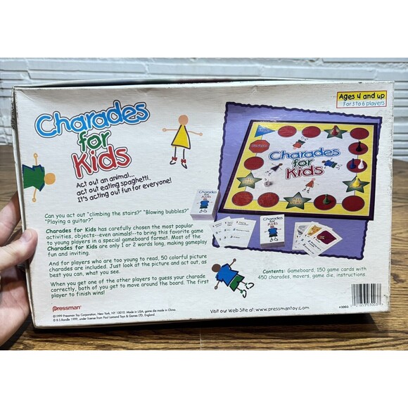 VINTAGE Charades for Kids Board Game COMPLETE Pressman 1999 Kids Children's‎ Fun - Picture 10 of 10